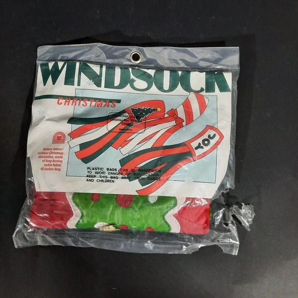 Christmas Windsock Festive Outdoor Decoration Red‎ & Green Nylon Holiday Decor - Picture 1 of 5